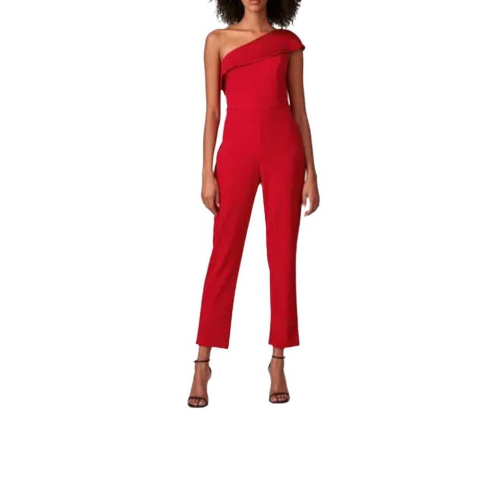Adrianna Papell One Shoulder Jumpsuit Red 14 - Picture 5 of 17
